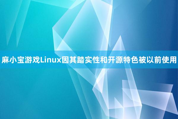 麻小宝游戏Linux因其踏实性和开源特色被以前使用